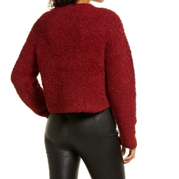 Halogen Crop Bloucle Cozy Sweater Maroon - Picture 4 of 10
